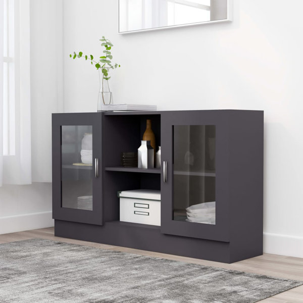 Grey high gloss sideboard store with led lights